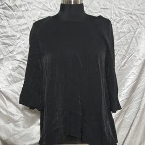 Elegant Black Mock Neck Textured Tunic